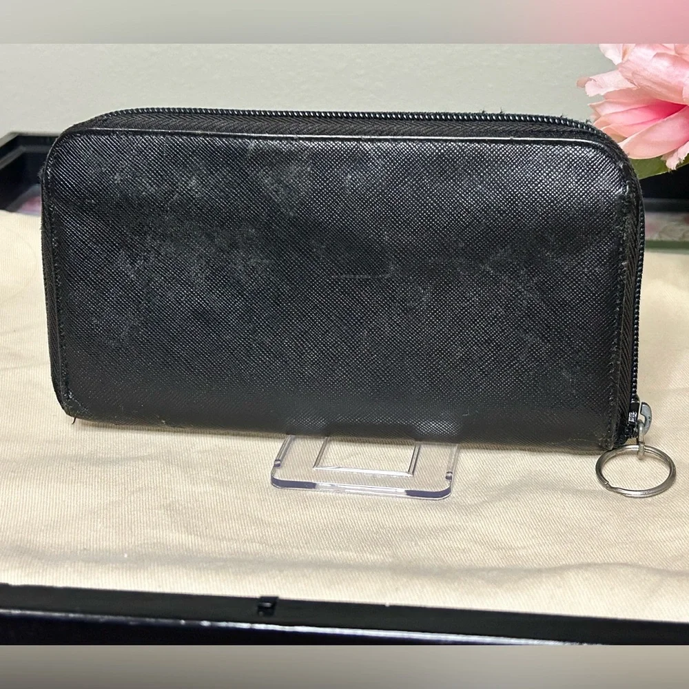 Prada Black Saffiano Leather Zip Wallet